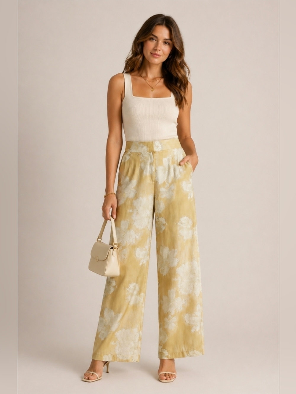 Commense Romance Floral Printed Straight Pants Sz M